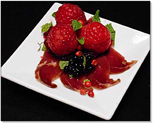 carpaccio de canard aux framboises