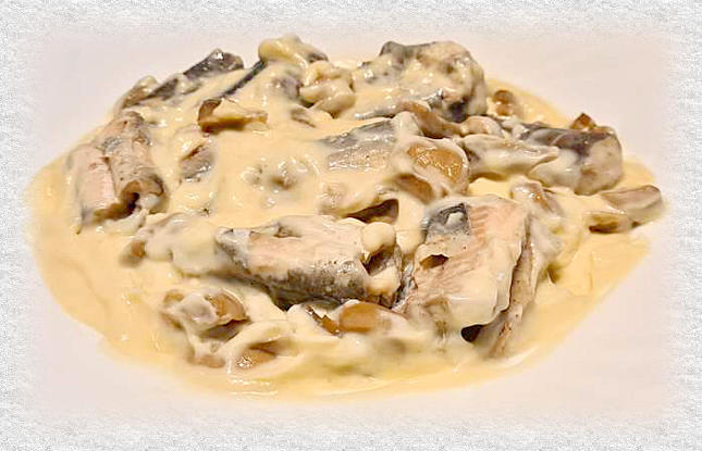 anguille à la crème de champignons