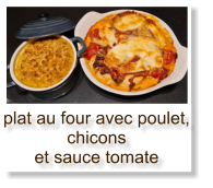 plat au four avec poulet, chicons et sauce tomate