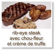 rib-eye steak avec chou-fleur et crème de truffe