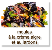 moules à la crème aigre et au lardons