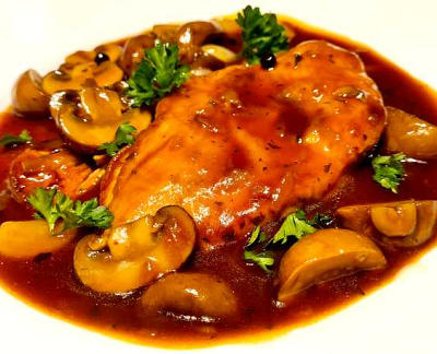 parelhoen marsala met kastanjechampignons