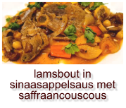 lamsbout in sinaasappelsaus met saffraancouscous