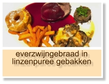 everzwijngebraad in linzenpuree gebakken