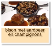 bison met aardpeer en champignons