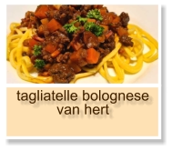 tagliatelle bolognese van hert