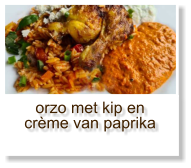 orzo met kip en crème van paprika