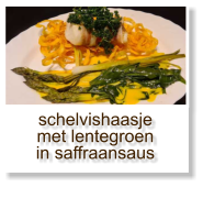 schelvishaasje met lentegroen in saffraansaus