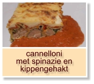 cannelloni met spinazie en kippengehakt