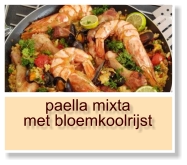 paella mixta met bloemkoolrijst