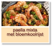 paella mixta met bloemkoolrijst