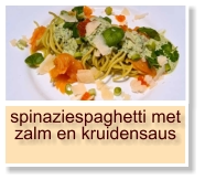 spinaziespaghetti met zalm en kruidensaus