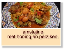 lamstajine met honing en perziken