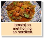 lamstajine met honing en perziken