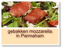 gebakken mozzarella in Parmaham