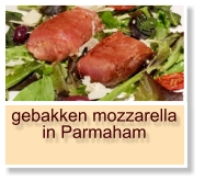 gebakken mozzarella in Parmaham