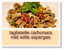 tagliatelle carbonara met witte asperges