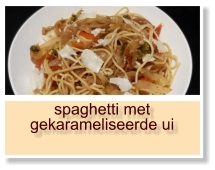 spaghetti met gekarameliseerde ui