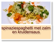 spinaziespaghetti met zalm en kruidensaus