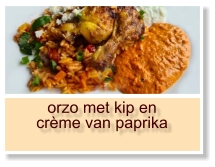 orzo met kip en crème van paprika