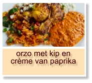 orzo met kip en crème van paprika