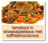 lamsbout in sinaasappelsaus met saffraancouscous